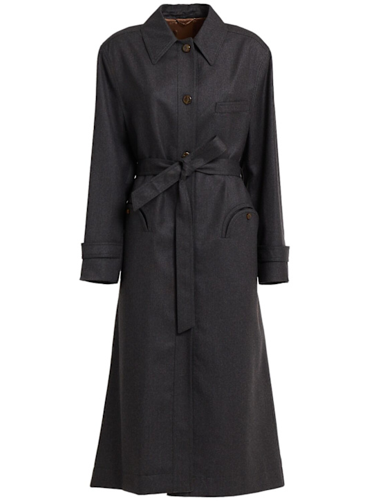 Blazé Milano: Basoto belted wool long coat - Dark Grey - women_0 | Luisa Via Roma