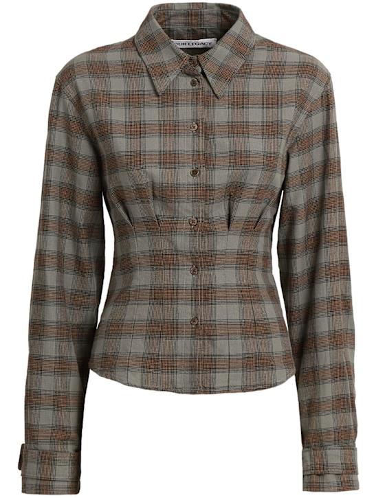 Our Legacy: Envelop fitted waist check shirt - women_0 | Luisa Via Roma