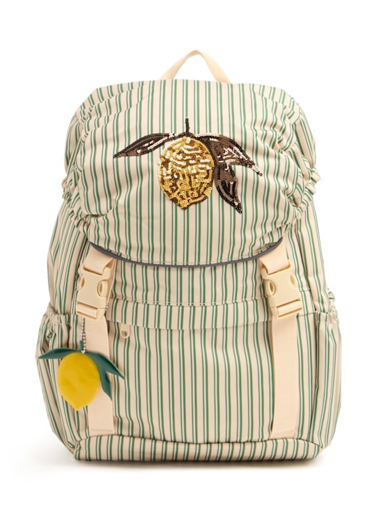 Konges Sløjd: Lemon striped backpack - グリーン/ホワイト - kids-girls_0 | Luisa Via Roma