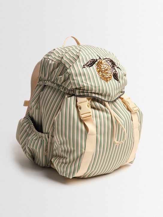 Konges Sløjd: Lemon striped backpack - グリーン/ホワイト - kids-girls_1 | Luisa Via Roma