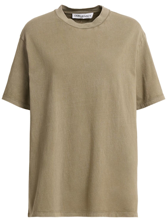 Our Legacy: Short sleeve cotton t-shirt - Olive Green - men_0 | Luisa Via Roma