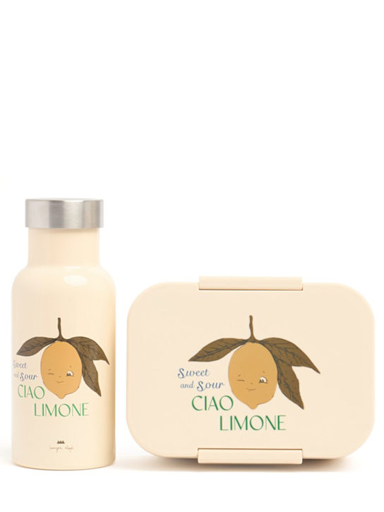Lemon print lunch box & water bottle - Konges Sløjd - Girls