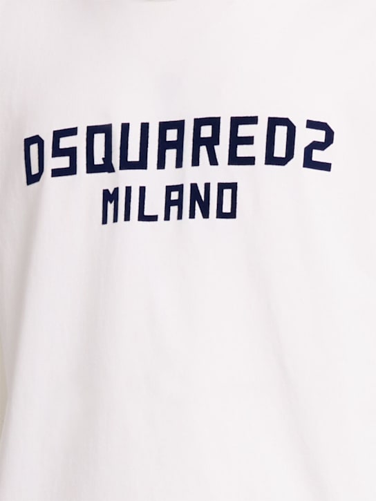 Dsquared2: Cool Fit logo棉质T恤 - White + Dark Na - men_1 | Luisa Via Roma