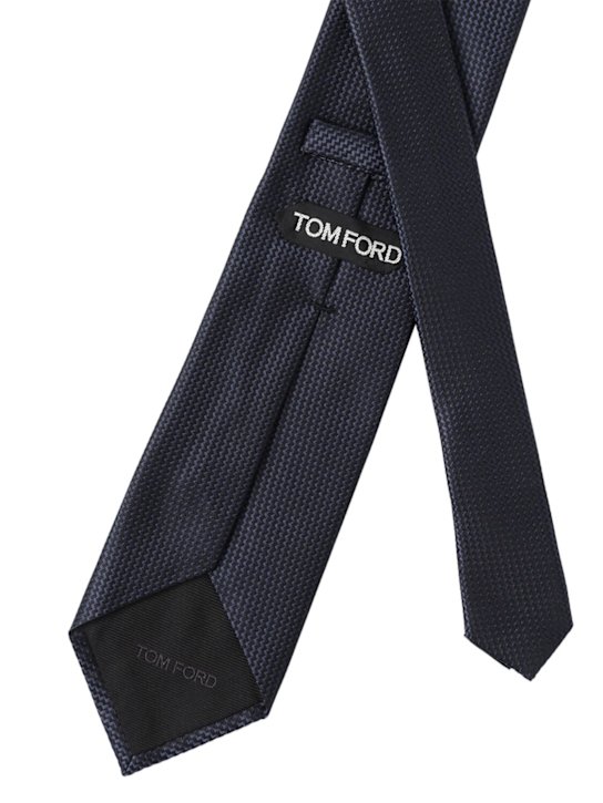 Tom Ford: 8cm Grisaille silk tie - Navy - men_1 | Luisa Via Roma
