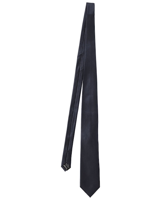 Tom Ford: 8cm Grisaille silk tie - Navy - men_0 | Luisa Via Roma