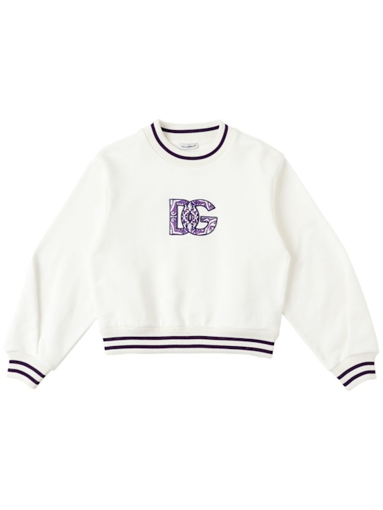 Dolce&Gabbana: Cotton sweatshirt w/logo - ホワイト - kids-girls_0 | Luisa Via Roma
