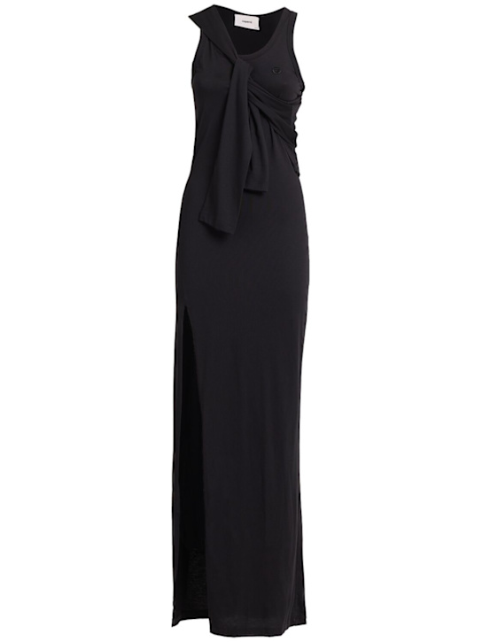 Coperni: Vestido largo de algodón drapeado - women_0 | Luisa Via Roma