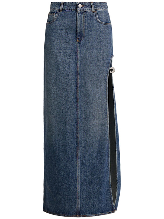 Coperni: Side slit denim long skirt - Blue - women_0 | Luisa Via Roma