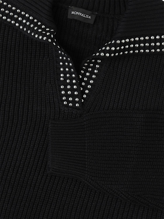 Monnalisa: 聚酯混纺针织毛衣 - 黑色 - kids-girls_1 | Luisa Via Roma