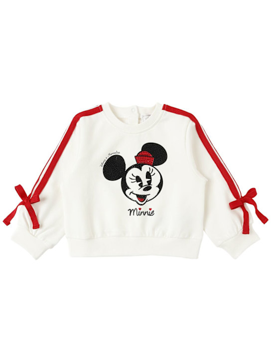 Monnalisa: Sudadera de algodón estampado - Blanco - kids-girls_0 | Luisa Via Roma