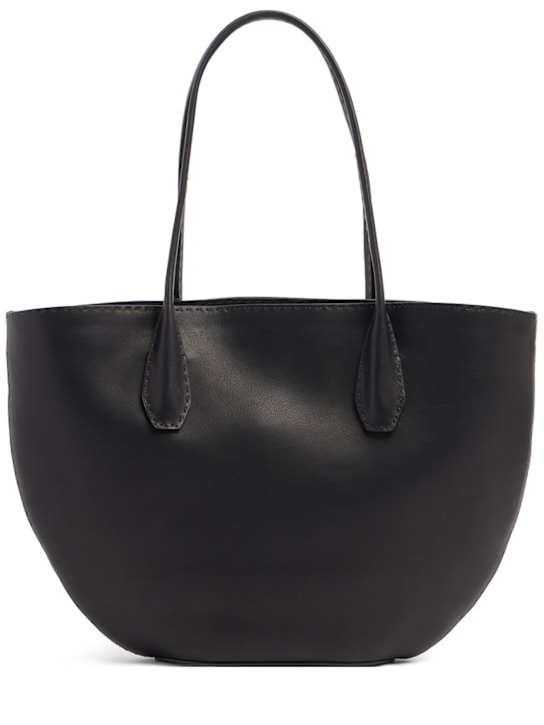 The Row: Alger saddle leather tote bag - Black/Dark Brow - women_0 | Luisa Via Roma