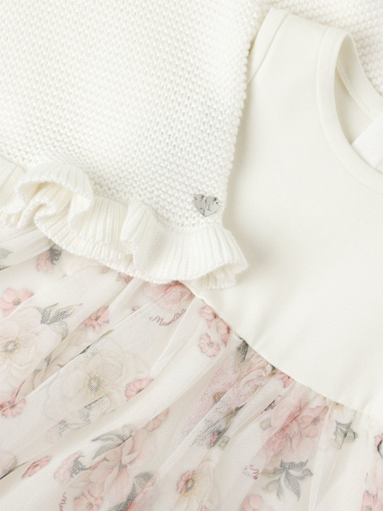 Monnalisa: Cotton & tulle dress - Multicolor - kids-girls_1 | Luisa Via Roma