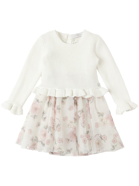 Monnalisa: Cotton & tulle dress - Multicolor - kids-girls_0 | Luisa Via Roma