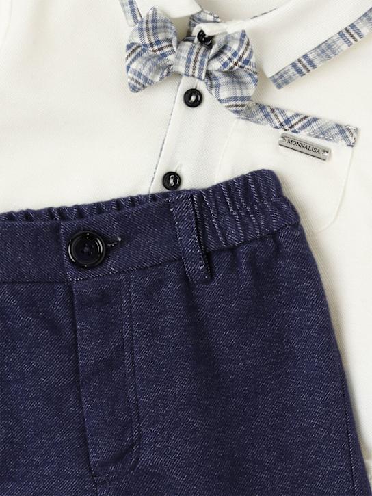 Monnalisa: Poloshirt und Chinohose aus Baumwollpiqué - Weiß/Navy - kids-boys_1 | Luisa Via Roma
