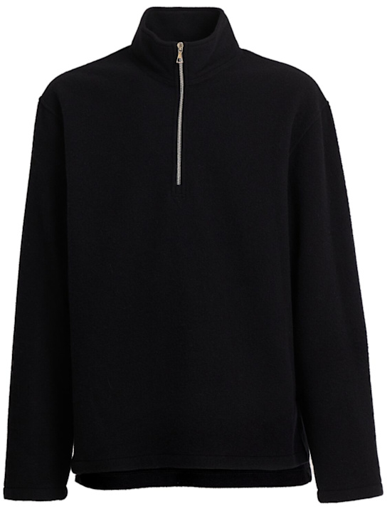 Rier: Wool polo sweatshirt - Black - men_0 | Luisa Via Roma