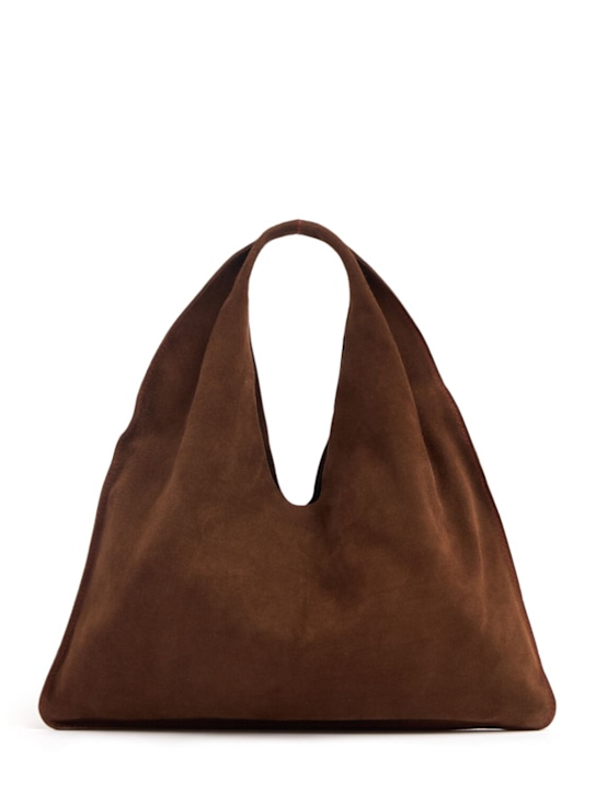 The Row: Small Bindle suede top handle bag - Tobacco - women_0 | Luisa Via Roma