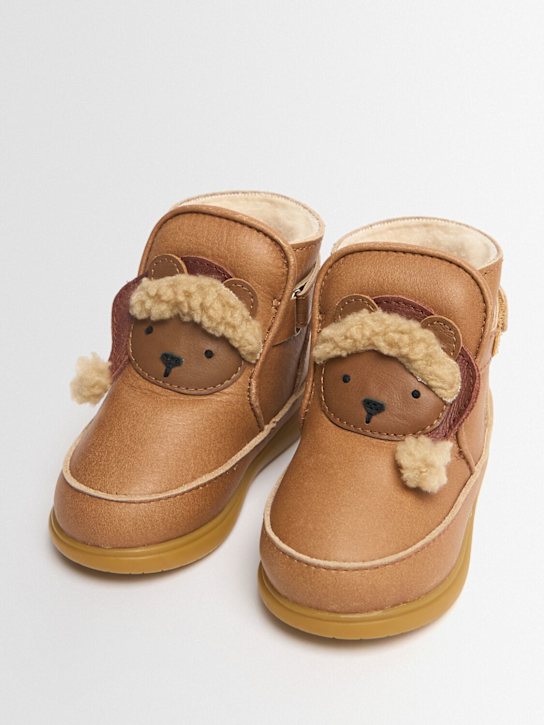 Donsje: Bear leather boots - ブラウン - kids-boys_1 | Luisa Via Roma
