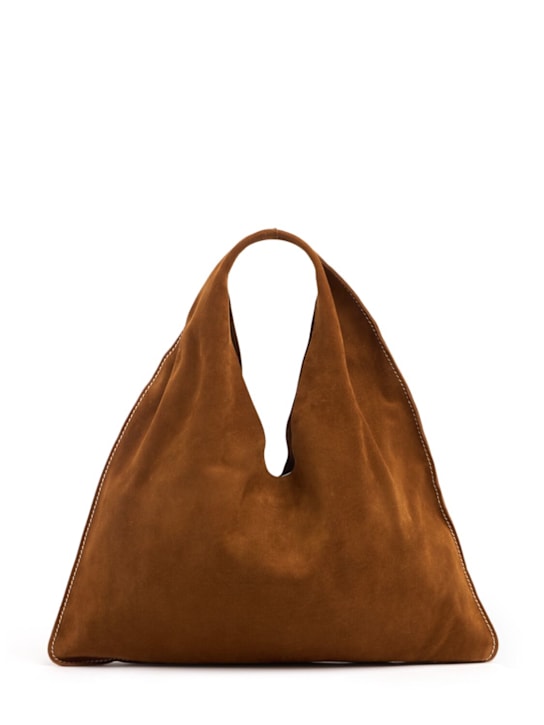 The Row: Small Bindle suede top handle bag - Bistre/Ecru - women_0 | Luisa Via Roma