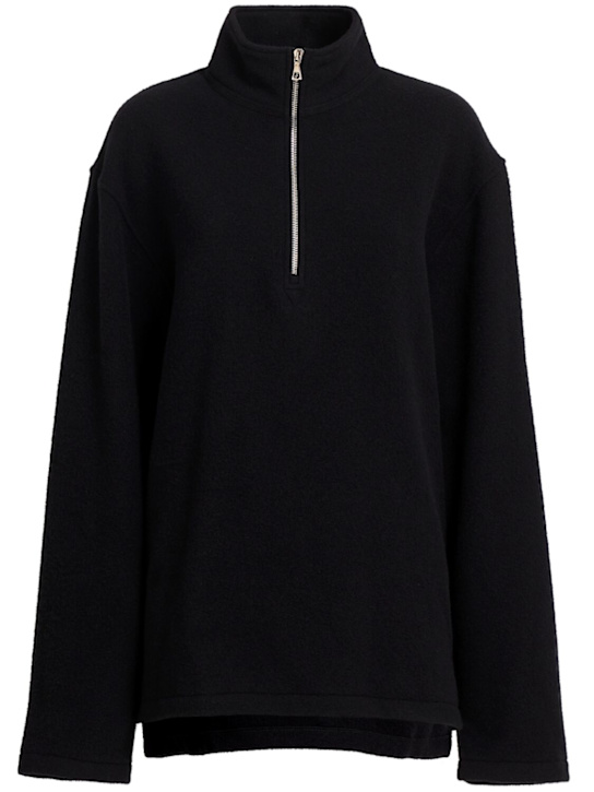 Rier: Wool polo sweatshirt - Black - women_0 | Luisa Via Roma