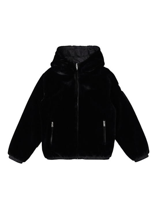 Moose Knuckles: Giacca sherpa in poliestere con cappuccio - Nero - kids-girls_0 | Luisa Via Roma