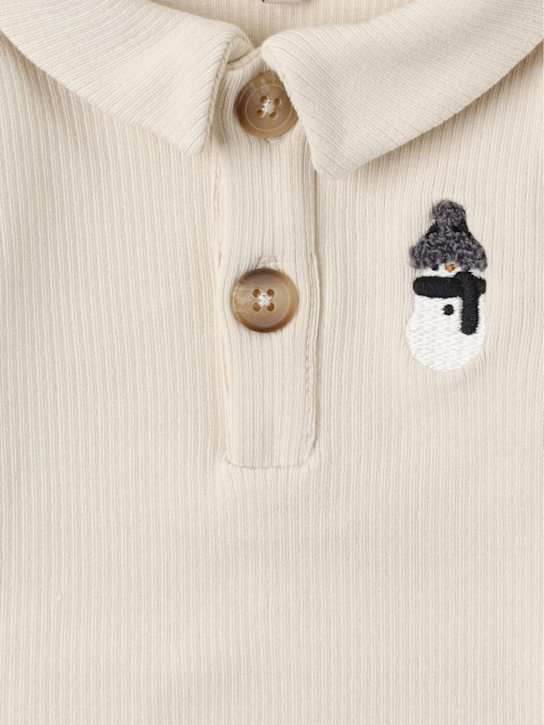 Donsje: Poodle print organic cotton bodysuit - ベージュ - kids-girls_1 | Luisa Via Roma