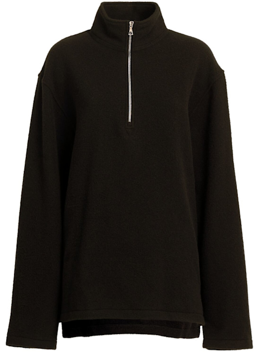 Rier: Wool polo sweatshirt - Tourbe - women_0 | Luisa Via Roma