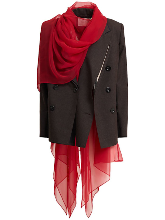 Sacai: Wolljacke mit Schleppe - women_0 | Luisa Via Roma