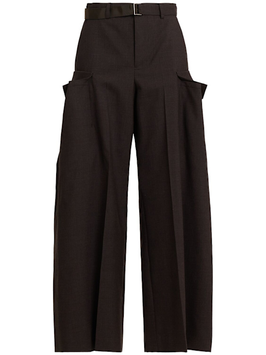 Sacai: Wool blend suiting pants - Brown - women_0 | Luisa Via Roma