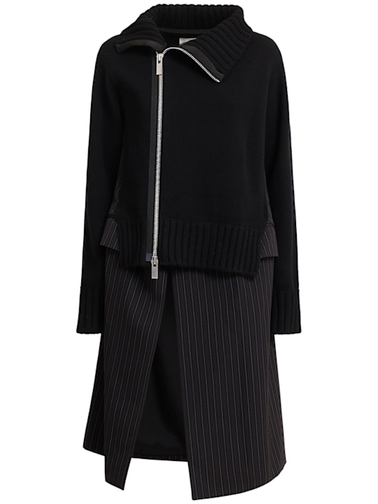 Sacai: Vestido midi de punto de lana - women_0 | Luisa Via Roma