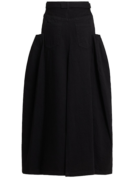 Sacai: Front split denim maxi skirt - Black - women_1 | Luisa Via Roma