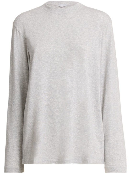 Skims: Cotton blend long sleeve t-shirt - Light Grey - women_0 | Luisa Via Roma