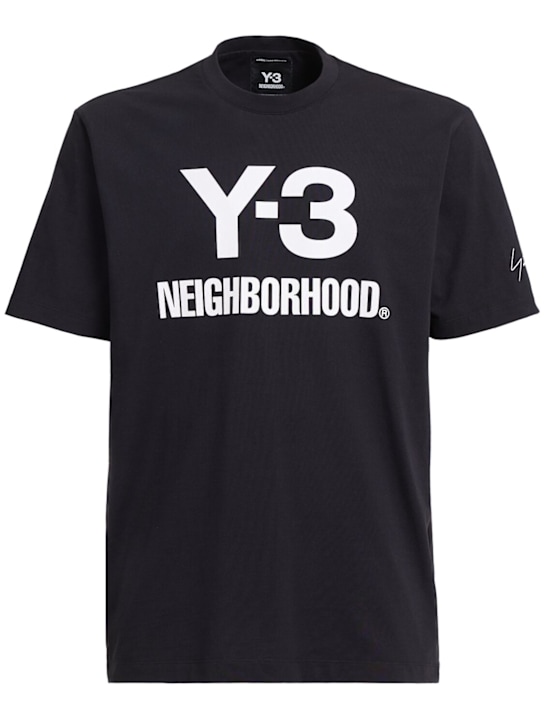 Y-3: NBHD logo cotton t-shirt - men_0 | Luisa Via Roma