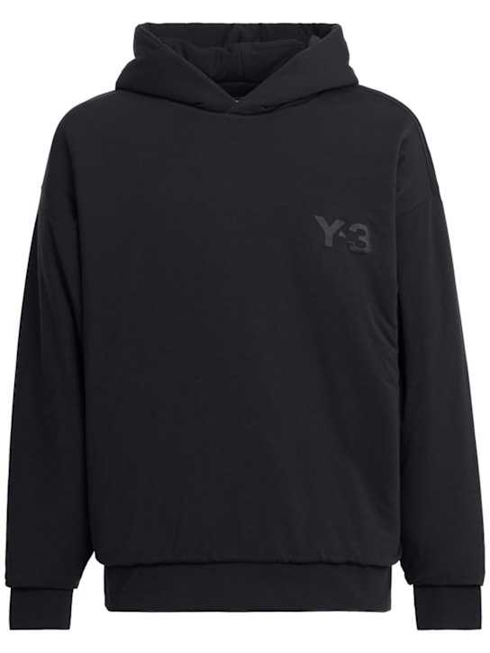Y-3: Padded lyocell hoodie - Black - men_0 | Luisa Via Roma
