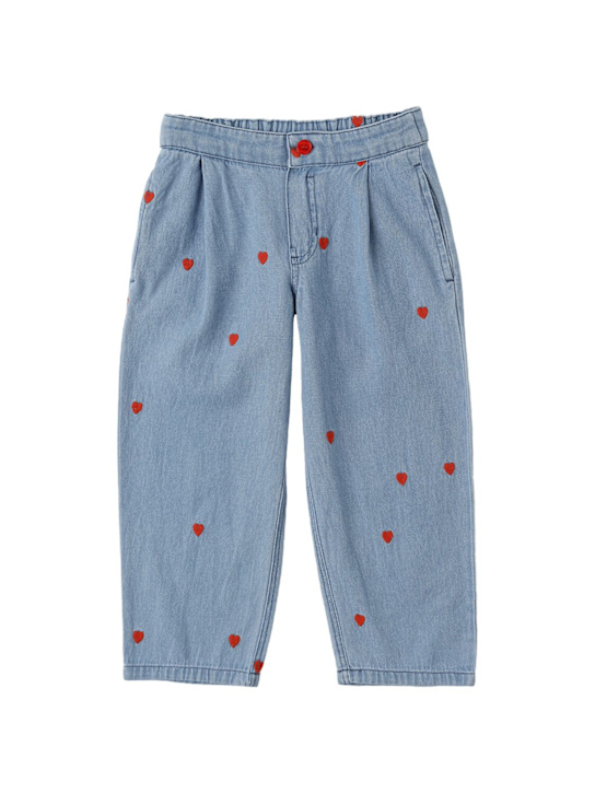 Mini Rodini: Embroidered cotton jeans - ブルー - kids-boys_0 | Luisa Via Roma