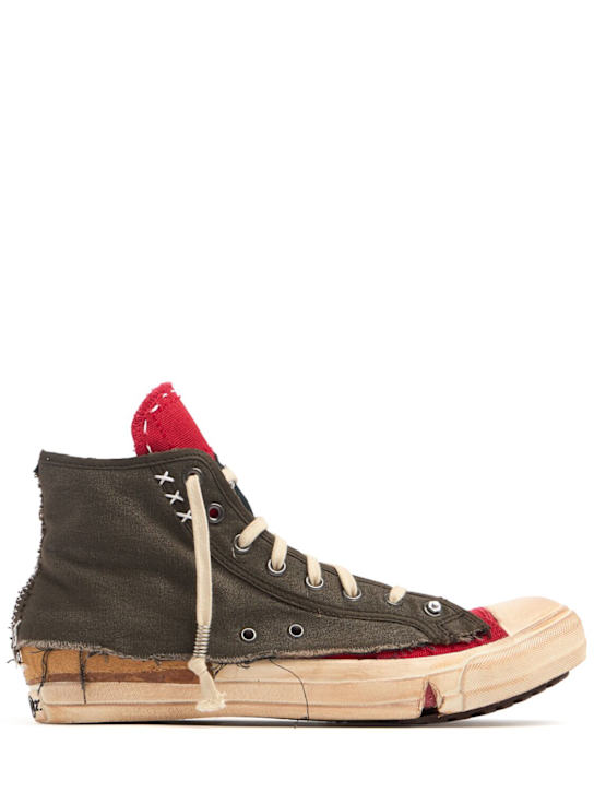 Maison Margiela: Love to Death cotton high top sneakers - men_0 | Luisa Via Roma