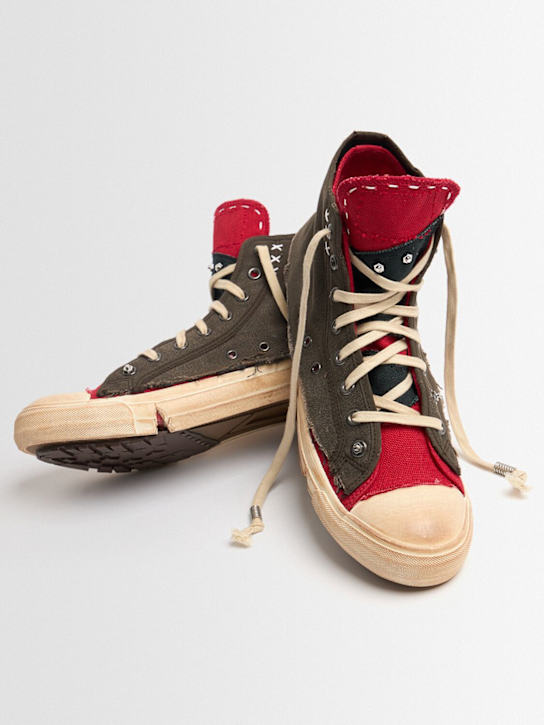 Maison Margiela: Love to Death cotton high top sneakers - men_1 | Luisa Via Roma