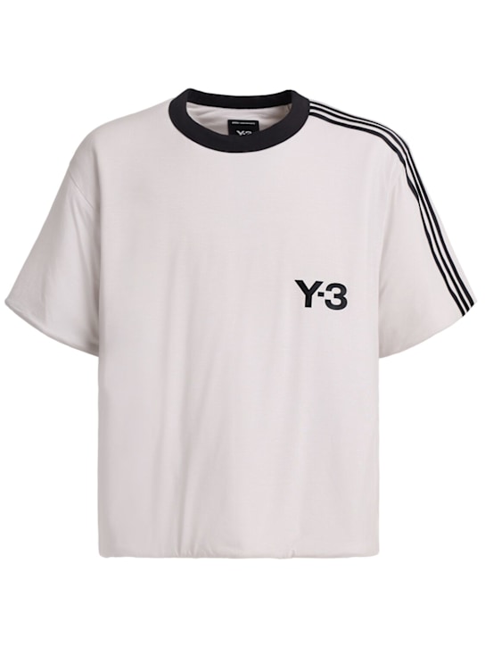 Y-3: Padded lyocell t-shirt - ホワイト/ブラック - men_0 | Luisa Via Roma