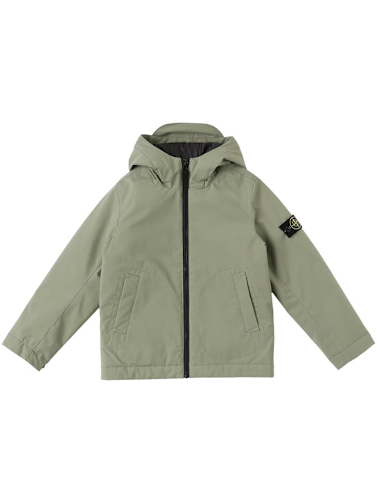 Stone Island Junior: Hooded poly soft shell jacket - Sage - kids-boys_0 | Luisa Via Roma