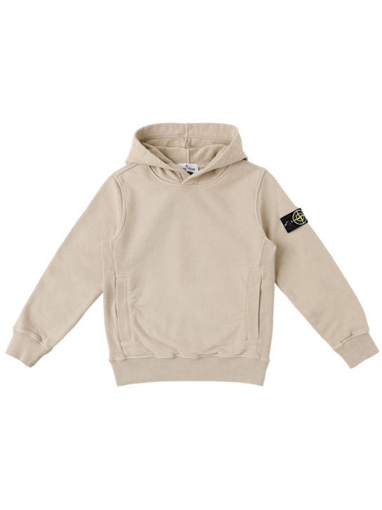 Stone Island Junior: Organic cotton sweatshirt hoodie - サンド - kids-girls_0 | Luisa Via Roma