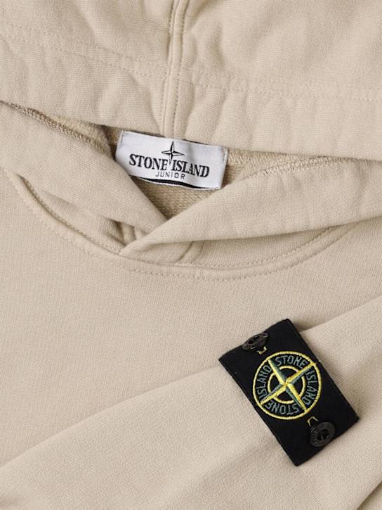 Stone Island Junior: Organic cotton sweatshirt hoodie - サンド - kids-girls_1 | Luisa Via Roma