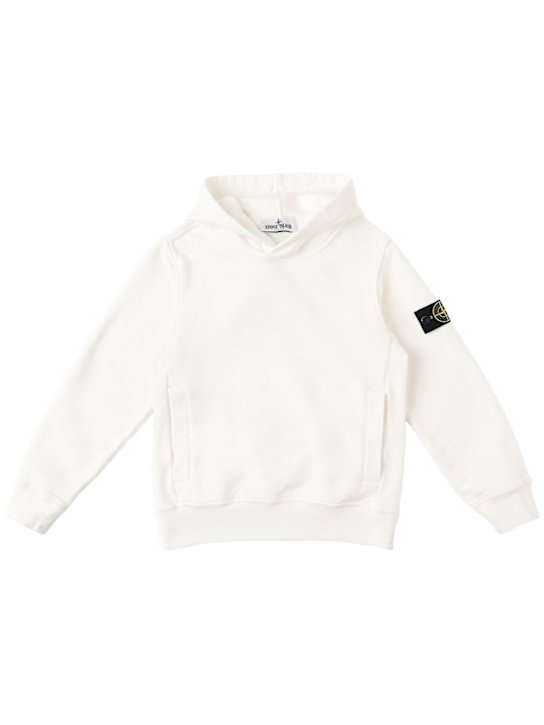 Stone Island Junior: Organic cotton sweatshirt hoodie - ナチュラル - kids-girls_0 | Luisa Via Roma