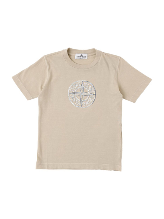 Stone Island Junior: Camiseta de jersey de algodón bordada - kids-boys_0 | Luisa Via Roma