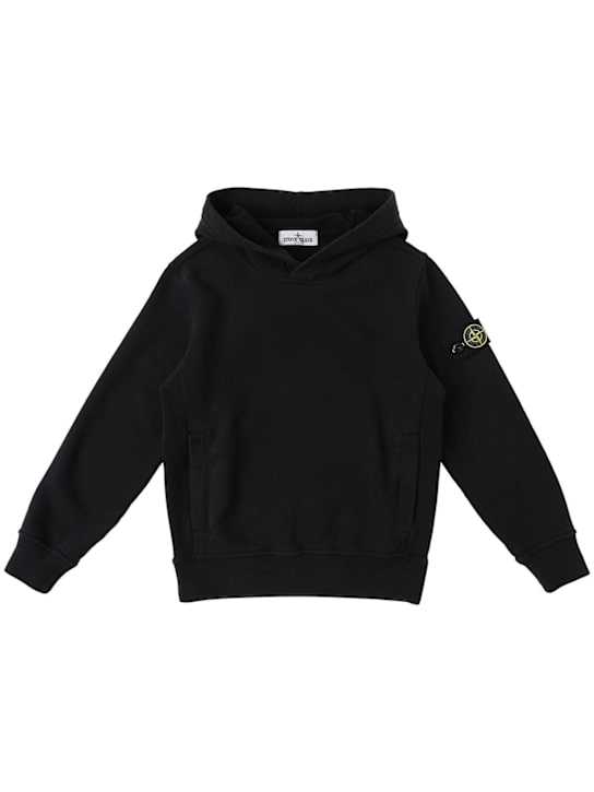 Stone Island Junior: Organic cotton sweatshirt hoodie - ブラック - kids-girls_0 | Luisa Via Roma