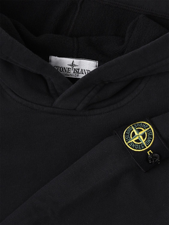 Stone Island Junior: Organic cotton sweatshirt hoodie - ブラック - kids-girls_1 | Luisa Via Roma