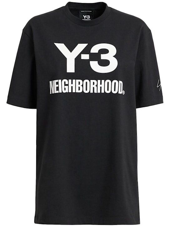 Y-3: NBHD logo cotton t-shirt - women_0 | Luisa Via Roma