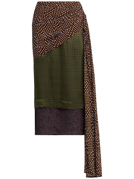 Dries Van Noten: Senice silk midi skirt - Khaki/Multi - women_0 | Luisa Via Roma