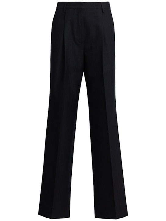 Dries Van Noten: Portias wide leg wool pants - Navy - women_0 | Luisa Via Roma
