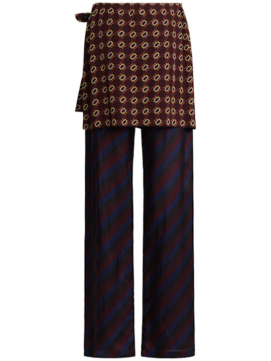 Dries Van Noten: Pritty viscose blend skirt pants - ネイビー/マルチカラー - women_1 | Luisa Via Roma