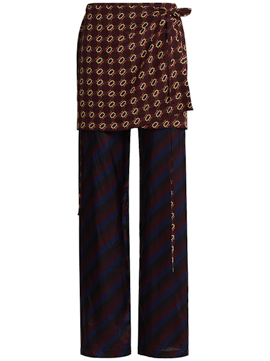 Dries Van Noten: Pritty viscose blend skirt pants - Navy/Multi - women_0 | Luisa Via Roma