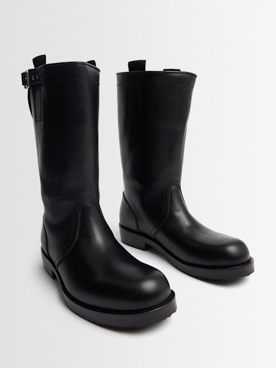 Dries Van Noten: Leather boots - ブラック - men_1 | Luisa Via Roma